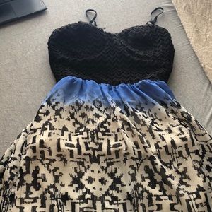 Cut open in the back super cute long feathered dress one of my favorites